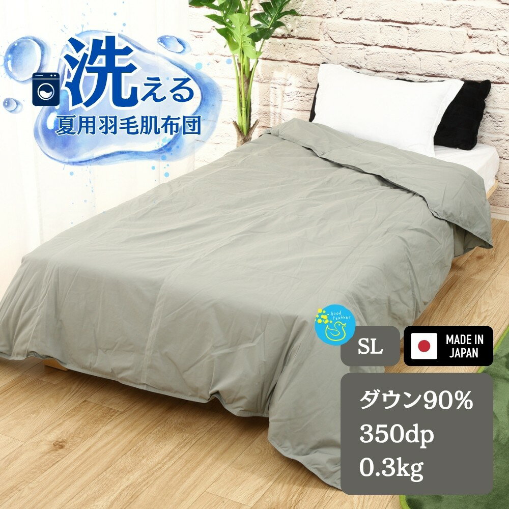【ふるさと納税】洗える 羽毛 肌掛け布団 シングルサイズ グレー ダウンケット ダウン90% 0.3kg 春夏用 国産 抗菌 防臭 消臭 パワーアップ加工 かけ布団 肌布団 軽い ふっくら ふんわり 爽やか 防ダニ 保温 暖かい