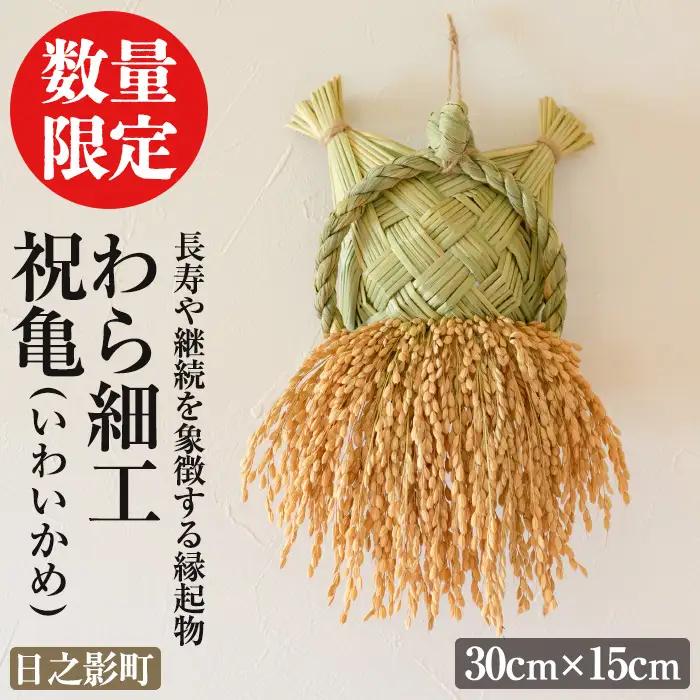 ＜先行予約受付中！2027年2月頃に発送予定＞わら細工 祝亀(30cm×15cm)縁起物 装飾 工芸品 民芸品 手作り【WR005】【株式会社たくぼ】
