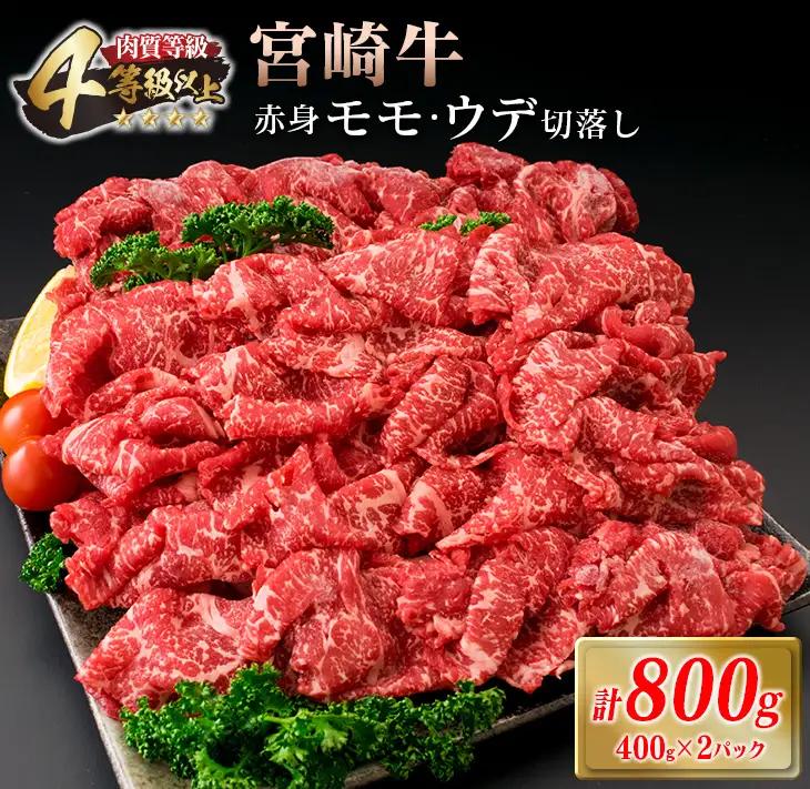 宮崎牛 赤身 モモ ウデ 切落し セット 計800g 牛肉 ビーフ 黒毛和牛 国産 ブランド牛 食品 もも うで 切り落とし 高級 贅沢 ご褒美 お祝い 記念日 人気 おすすめ カレー シチュー ハヤ