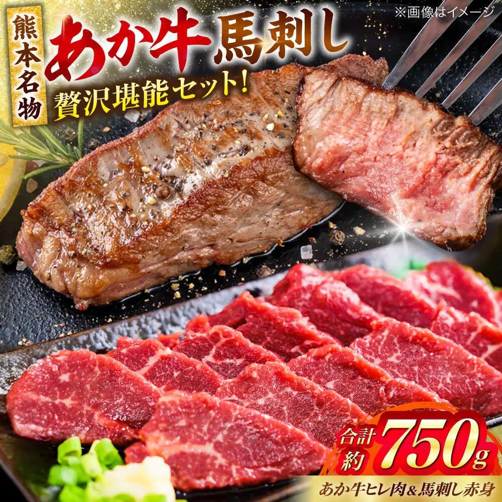 熊本の贅沢 あか牛ヒレ肉約450g 赤身馬刺し約300g（計約750g） ヒレ 馬刺し赤牛[AYCB067]