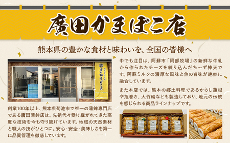 【12ヶ月定期便】熊本県名産品セット 4種類 各1個 廣田蒲鉾店《お申込み翌月から出荷予定》ちくわ 竹輪 旭巻き チーズ巻き かまぼこ 練り物 辛子蓮根 からし蓮根 レンコン 揚げたて 郷土料理 熊本