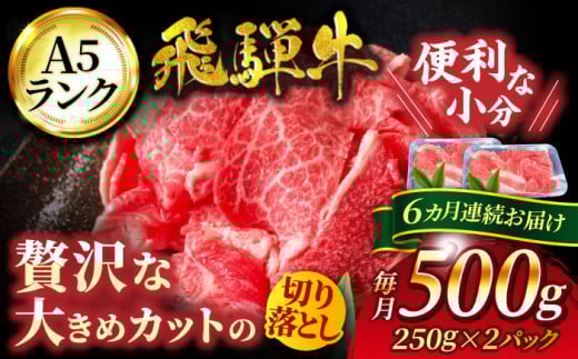 【6回定期便】色んな料理に使いやすい！ 飛騨牛 切り落とし 500g【有限会社マルゴー】国産牛 和牛 霜降り [MBE030]