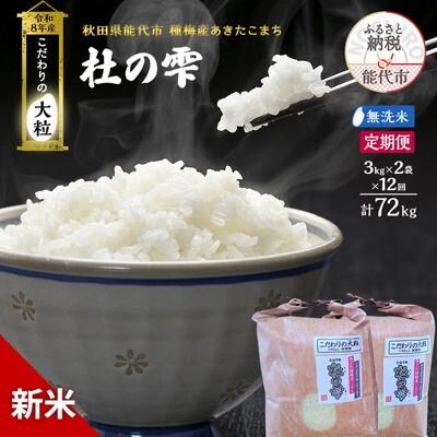ふるさと納税 能代市 新米 令和8年産 定期 無洗米 秋田県産 あきたこまち 6kg 全12回[No.5409-0056]