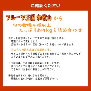 柑橘詰め合わせセット 家庭用４種以上 約4kg 和歌山産≪先行予約2027年1月下旬頃より順次発送分≫【1199-1】