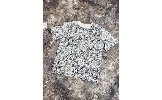 [HAM IAM]【数量限定】手差型染クルーネックTシャツ「山笹」緑炭系【Mサイズ】