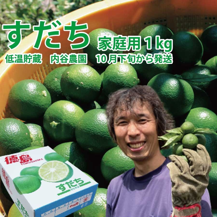 
                  内谷農園 低温貯蔵すだち 家庭用 1kg
                