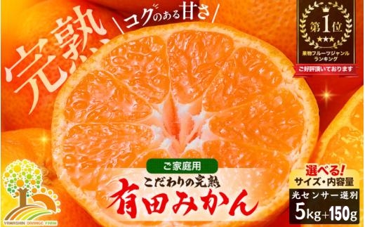 有田 みかん 訳あり 5kg 光センサー 選別 / 温州みかん 有田みかん 甘い 家庭用 和歌山 柑橘 ※2026年11月順次発送 ※北海道・沖縄・離島への配送不可【nuk004-c-5-novH】
