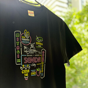 仙台・宮城の観光Tシャツ　「ネオン看板」Tシャツ　Lサイズ［T-02］