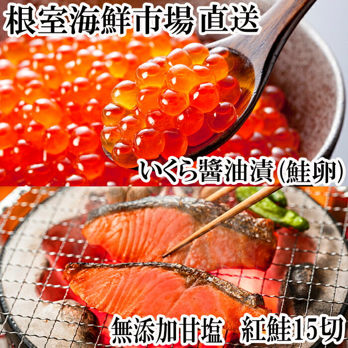 【ふるさと納税】 無添加天然甘塩紅鮭 5 切 × 3P、いくら醤油漬け ( 鮭卵 ) 70g × 1P イクラ 醤油 醤油漬 魚卵 鮭 さけ サケ しゃけ シャケ 魚 さかな サカナ 紅ざけ 紅ザケ べにざけ ベニザケ グルメ 海鮮 北海道 根室市 A-14205