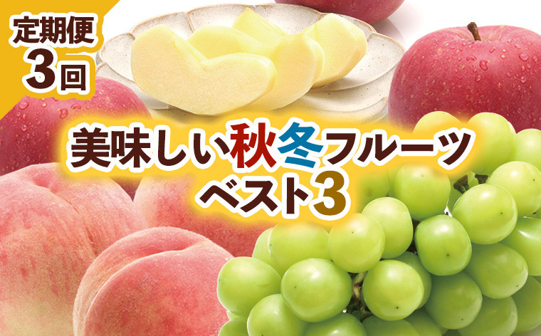 
            【定期便3回】美味しい秋冬フルーツベスト３ 【令和7年産先行予約】FU23-960 フルーツ定期便 くだもの 果物 もも 桃 白桃 ぶどう 葡萄 シャインマスカット りんご 林檎 サンふじ 山形 山形県 山形市 2025年産
          