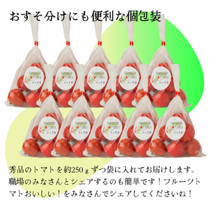 【2026年12月下旬～順次発送】＜秀品 A品 フルーツトマト 原田農園 約2.5kg 個包装 1袋250g×10袋＞ 桃太郎 高知県 佐川町　