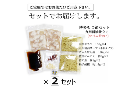 博多もつ鍋 セット (九州醤油仕立て) 4～6人前