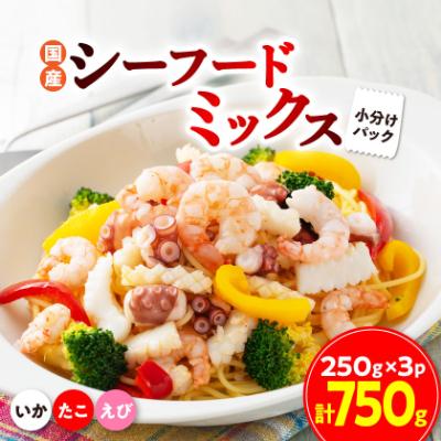 ふるさと納税 豊川市 国産シーフードミックス750g【たこ・えび・いか】