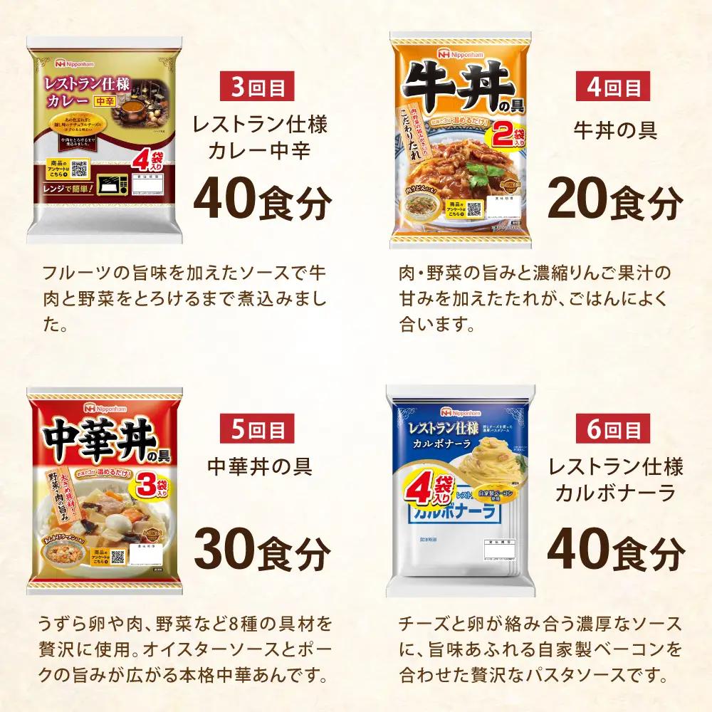 【6回定期便】仕送り定期便（バランスコース） 6種 200食分 / 小分け レトルト カレー レトルトカレー どんぶり 丼 パスタ パスタソース 簡単 温める　レンジ レンチン 仕送り 大学生 一人暮