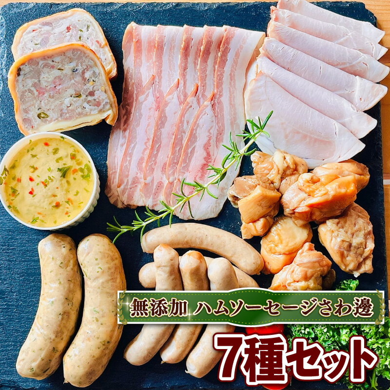 【ふるさと納税】 無添加 ウインナー ハム ベーコン 詰め合わせ 7種 セット ( 京都 産 豚 肉 京丹波 高原豚 あらびき ハーブ ベーコン スライス ロース レバー ペースト テリーヌ スモーク チキン パイ 包み BBQ バーベキュー 国産 鶏 宇治 無添加 ハム ソーセージ さわ邊)