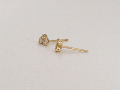 【K18】 ダブルハートのダイヤモンドピアス 【PE-2367】