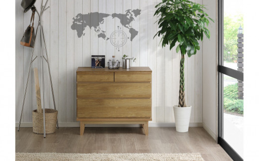 
                  【カラー選択可】大川家具 幅90cm 3段 チェスト ウォールナット/レッドオーク -ramsey-ラムジー
                