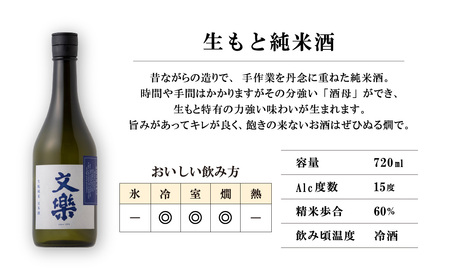 北西酒造 文楽 純米吟醸・生もと純米酒・本醸造 3種飲み比べ 720ml 3種×各1本 計3本 | 埼玉県 上尾市 お酒 アルコール 日本酒 純米吟醸 純米酒 軽快 お米 旨み 飲み比べ 飲みやすい 