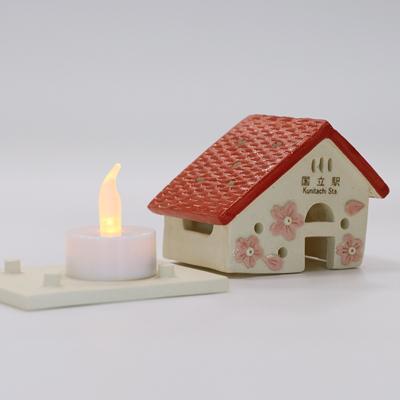 ふるさと納税 国立市 国立の桜灰使用「国立駅舎陶器」LEDキャンドルハウス&カード立てセット |  | 01