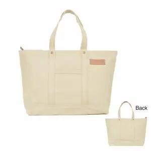 【ファスナー付き】肩かけOK　ポケット・キーフック付きの大きめトート（ホワイト） /国産4号帆布　[George 2]（ホワイト） T03046_2