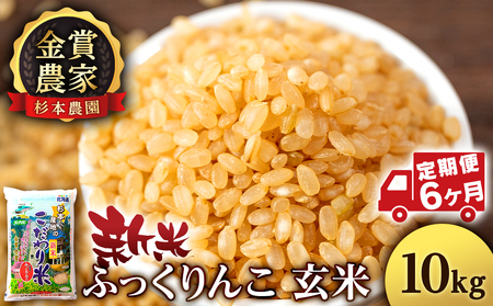 【令和7年産新米予約】【定期便6回】ふっくりんこ 玄米 10kg 《杉本農園》 お米 こめ 北海道米 北海道産米