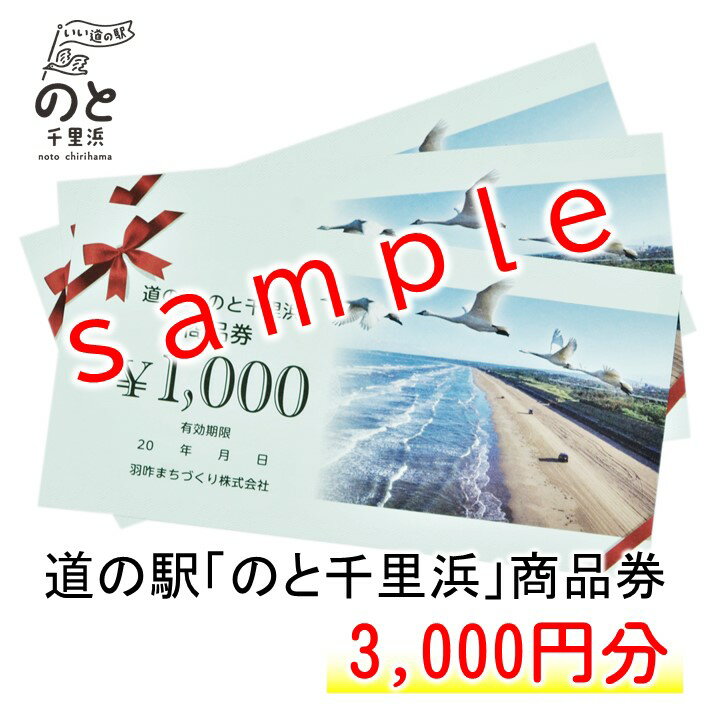 【ふるさと納税】商品券 3000円 道の駅 のと千里浜 オリジナル クーポン券 金券 ギフト券 プレゼント 贈答品 贈り物 地域振興券 地域商品券 商品交換券 道の駅利用券 観光地 千里浜なぎさドライブウェイ 千里浜海岸 千里浜 石川県 羽咋 能登 災害 支援 復興支援 災害支援