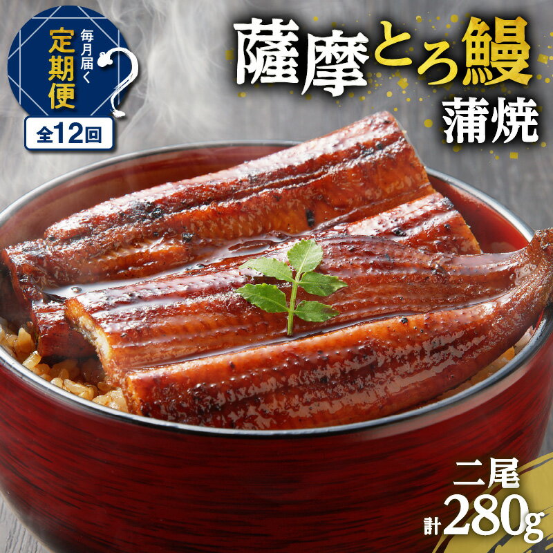 【ふるさと納税】【全12回定期便】薩摩 とろ鰻 蒲焼 二尾 280g 12回 うなぎ 鰻 蒲焼 うな丼 丼 うな重 ひつまぶし とろ 土用の丑の日 丑の日 惣菜 冷凍 うなぎのたれ 秘伝のたれ タレ 定期 定期便 せんゆう鰻屋 株式会社志 鹿児島市 おすすめ ランキング プレゼント ギフト