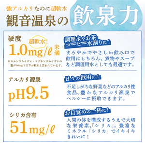 飲む温泉観音温泉500ml(24本入)1ケース　[温泉水 飲む温泉水 水 500 24本 軟水 シリカ ミネラル 保存水 備蓄 静岡 伊豆 下田市 観音温泉]