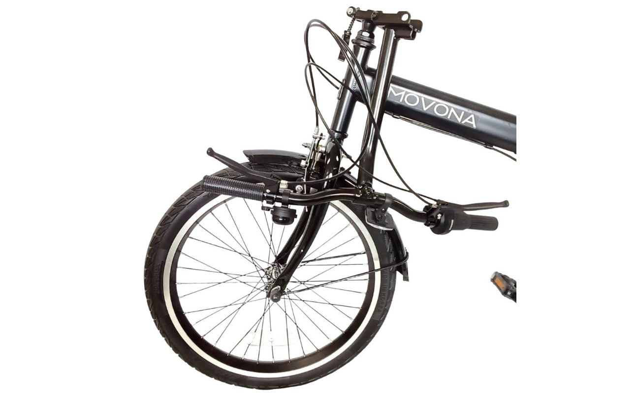 パンクしないオリタタミ自転車 MOVONA ワイドタイヤ 20型 6段変速【ブラック】武田産業【四日市市 で人気の返礼品 ノーパンク 武田産業 折り畳み自転車 三重県 四日市 四日市市ふるさと納税】