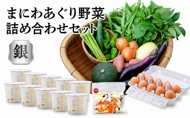 真庭あぐり野菜セット 詰め合わせセット 銀 （野菜10品・卵・ヨーグルト） / 産地直送 農家 お試し 岡山県 旬野菜 新鮮 あぐりガーデン 国産 蒜山 ジャージー牛 たまご 真庭市 カット野菜 平飼