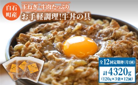【全12回定期便】身体にやさしい！お手軽調理！牛丼の具（120g×3袋入り） / 牛肉 丼 惣菜 レトルト おかず 時短 簡単調理 九州 [IAZ008]