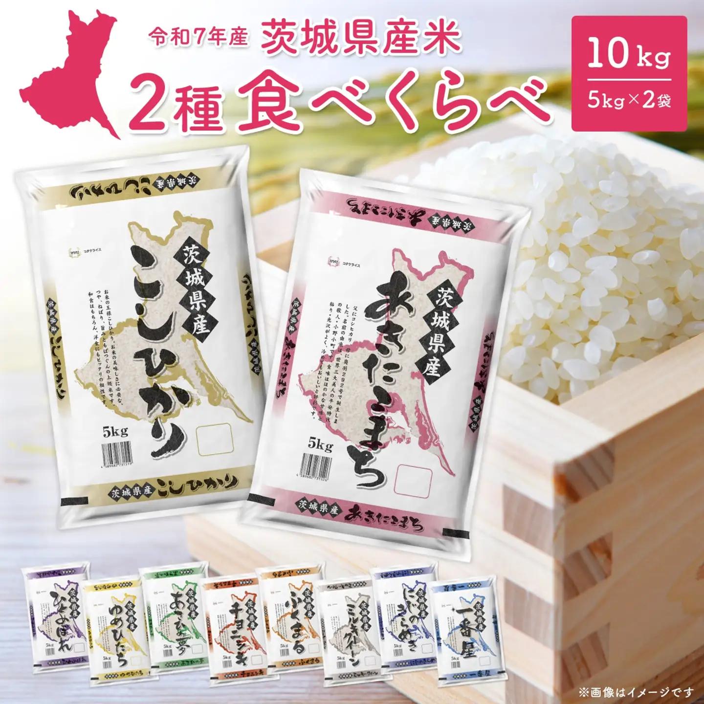 白米 2種食べ比べ 10kg 令和8年6月内発送 茨城県産 令和7年産 精米 K2457