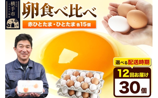 【常温発送】《定期便12ヶ月》赤ひとたま 15個・ひとたま 15個 計30個（業務用）【発送時期が選べる】東海林養鶏場 赤ひとたま ひとたま 卵 玉子 たまご タマゴ 12か月 12ヵ月 12カ月 1