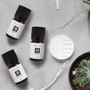 ease12ヶ月のブレンドオイル(5ml×3本)果・懐・祈+アロマストーンMONOセット【配送不可地域：沖縄県】【1423644】