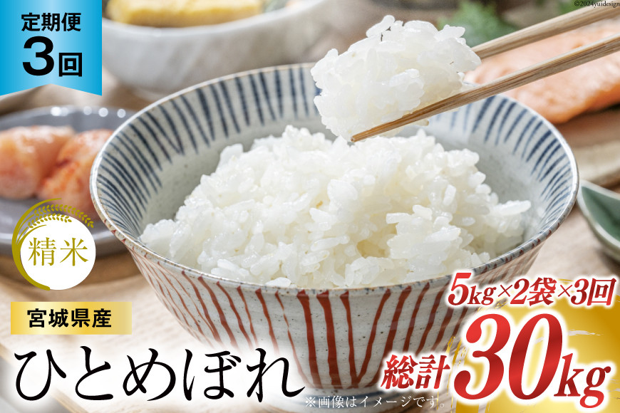 
            3回 定期便 米 宮城県産 ひとめぼれ 10kg (5kg ×2袋)  ×3回 総計 30kg [菊武商店 宮城県 気仙沼市 20564931] お米 こめ コメ 白米 精米 ブランド米 ご飯 ごはん 小分け 家庭用 3ヶ月 レビューキャンペーン 感想
          