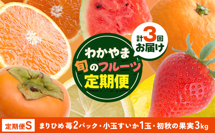 わかやま旬の フルーツ 定期便 【全3回】内容量 S 有田マルシェ《発送月固定・全3回出荷》 和歌山県 日高町 苺 いちご 柑橘 オレンジ 小玉 スイカ レモン みかん 有田 みかん 柿 果物 定期 柑橘 果物【配送不可地域あり】