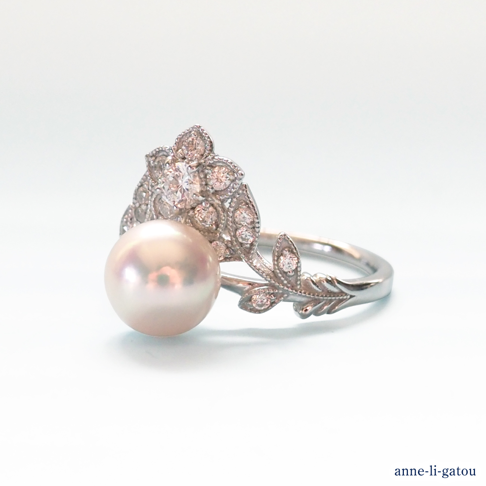 【ANNEREGARD】Pt Pearl Ring エンゲージリング