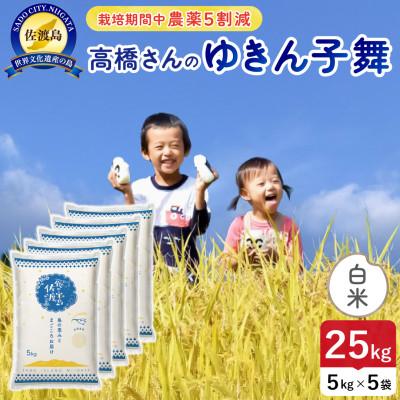 ふるさと納税 佐渡市 【新米】令和8年産 佐渡島産ゆきん子舞 白米25kg 栽培期間中農薬5割減 【食の宝島佐渡】