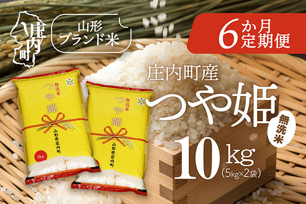 ＜2月下旬発送＞庄内米6か月定期便！つや姫無洗米 10kg（入金期限：2026.1.25）