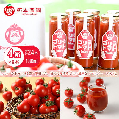 【ふるさと納税】産地直送！杤本農園　ゴリラトマトジュース（180ml　6本×4箱）計24本 フルーツトマトジュース　トマト 野菜ジュース トマトジュース 新鮮 下呂温泉 フルーツトマト 48000円 岐阜県 下呂市