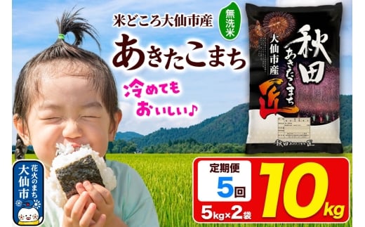 《定期便5ヶ月》米【無洗米】秋田県大仙市産 あきたこまち 精米 10kg（5kg×2袋）令和7年産