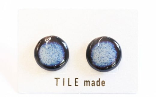 【美濃焼】 紫むら タイル ピアス 直径10mm 瑞浪市 / TILEmade タイル アクセサリー ハンドメイド [AZCD034]