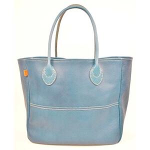 栃木レザー使用｜ソフトな手触り 本革 A4も入る大容量 本革トートバッグ｜Tote bag 03 L｜ブルー｜minca（全6色）