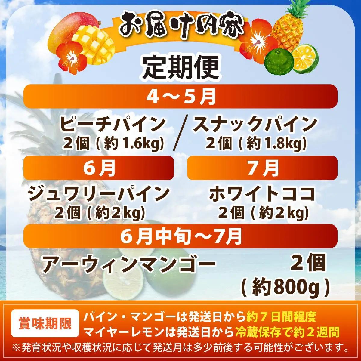 島のおいしいを贅沢に！大満足のパイナップル4種と最高糖度20度⁉完熟マンゴーの定期便　年5回に分けてお送りします《2027年4月中旬以降発送》