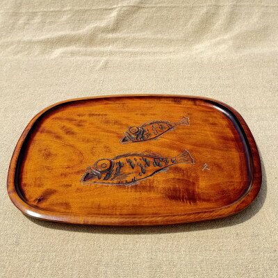 【ふるさと納税】【香川漆器】42cm撫角盆　スリ漆めばる彫【1620859】