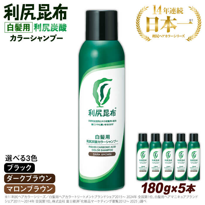 【ふるさと納税】【5本入】【白髪用】利尻炭酸カラーシャンプー ムラなく染まる 濃密泡 白髪染め 無添加 植物由来 カラーリング ヘアカラー シャンプー 低刺激 炭酸 敏感肌 ノンシリコン 補修 臭わない ヘア ケア 潤い成分 全体染め