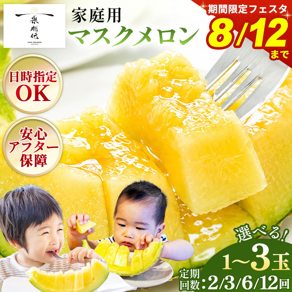 【ふるさと納税】【選べる】一果相伝 マスクメロン 家庭用 1玉/2玉/3玉 配送回数:2/3/6/12回 - 旬 完熟 お中元 夏ギフト 選べる 定期便 最短配送 果物 フルーツ ギフト 糖度 美味しい 甘い ケーキ あまい 2個 産地直送 4月 5月 デザート 青肉 高知県 香南市【常温】