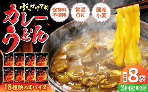 【全3回定期便】カレーうどん ８食 《豊前市》【富士菊】うどん カレーうどん[VAI064]
