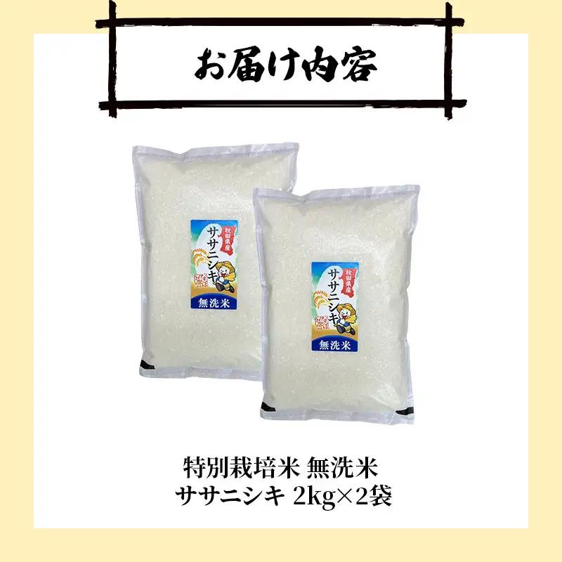 ササニシキ 特別栽培米 無洗米 秋田県産 ササニシキ【4kg(2kg×2袋)】【先行予約】