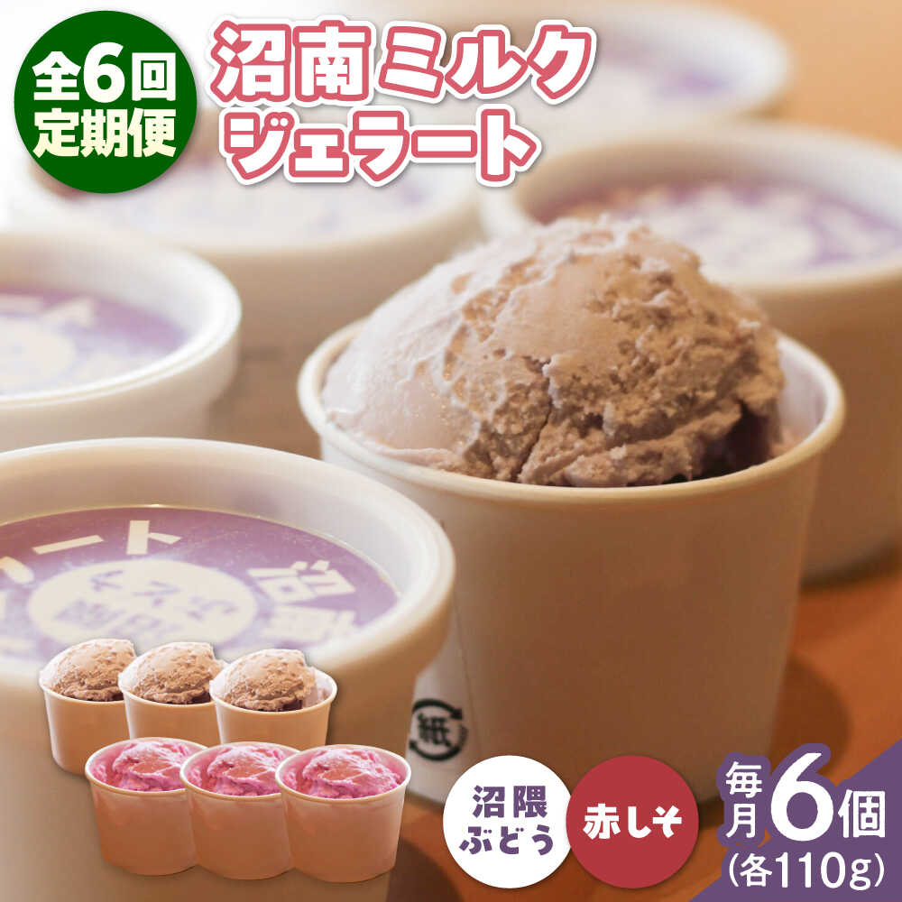 【ふるさと納税】【全6回定期便】沼南ミルクジェラート 沼隈ぶどう＆赤しそ 各3個 食べ比べセット アイス ぶどう 赤しそ アイスクリーム デザート スイーツ ご当地 おすすめ 人気 ひんやり お取り寄せ 詰め合わせ ギフト 贈り物 定期便 広島県福山市/甚ごろう[BAEC047]
